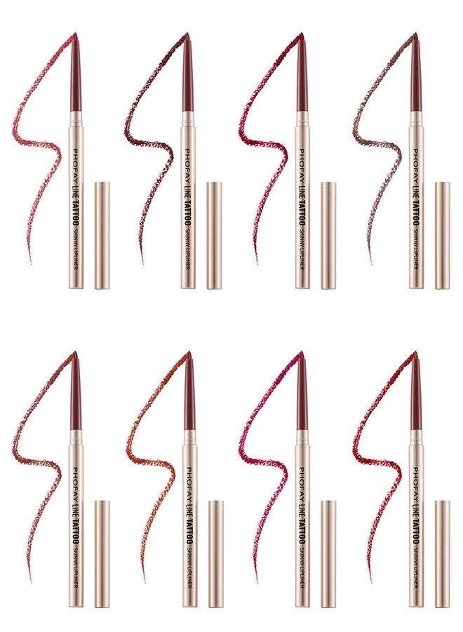 PHOFAY 8-Color Matte Velvet Shaping Lip Liner Set – featuring a smooth, creamy texture that glides on effortlessly. Water-resistant and highly pigmented (8 COLOS) - Image 1